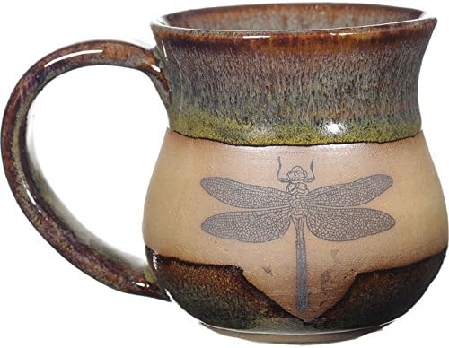 ALWAYS AZUL POTTERY Dragonfly Small 10 Oz Mug in Seamist Glaze - Handmade Ceramic Coffee Mug - Stylish and Unique Handcrafted Artistic Drinkware - Polished Clay Cups, Great for Coffee, Tea, and More