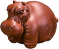 Purple Sand Hippopotamus Statue Tea pet Mini Rhinoceros Ceramic Sculpture kung fu Tea Accessories Decoration Home Bookshelf Desktop Decoration Ornaments Statue (Little Hippopotamus)