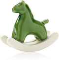 Creative Ceramic Rocking Horse Figurine – Stylish Small Desktop Sculpture for Home, Office, Entryway or Tea Table, Ideal Gift for Decoration (Green)