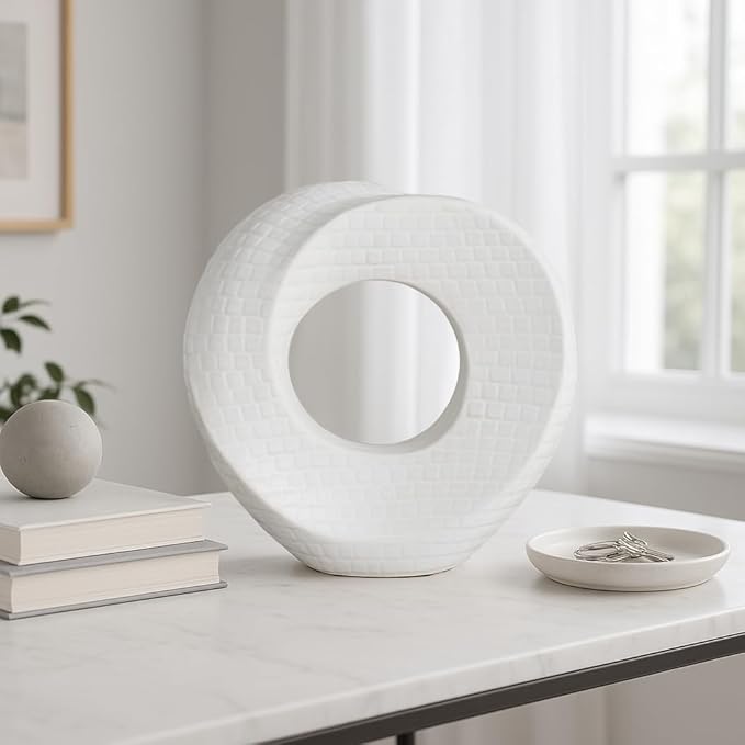 Decorative Home Decor Sculpture – Bathroom Accessory, Office and Room Decor Statement Piece – Modern Statue Accent for Living Room Decor, Bookself, Coffee Table or Artful Ornaments – 10" White