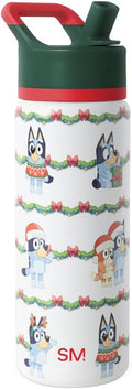 Simple Modern Kids Summit | Christmas Water Bottle with Straw Lid | Bluey 18oz Stainless Steel Cup Insulated Tumbler for Toddlers, School | Holiday Gifts for Girls Boys | Bluey Holly Jolly