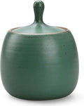 Retro Kitchen Canisters Ceramic Food Storage Jar Roud Shape with Silicone Airtight Lid for Tea, Coffee, Nuts, Herb, Spice, Sugar (Green)