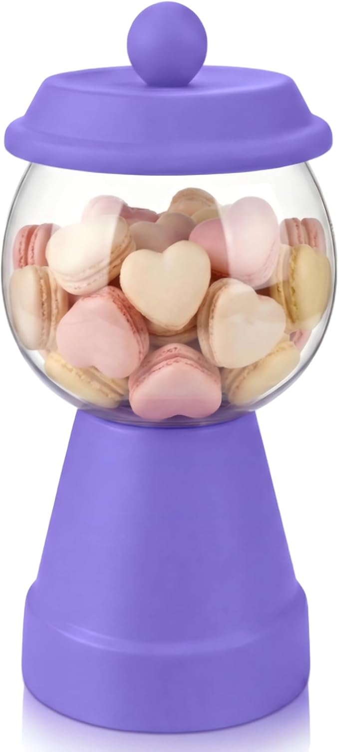 Thyle 27 oz Plastic Candy Jar with Lid Ceramic Candy Jar Food Storage Container for Easter Wedding Party Centerpieces DIY Gifts Game Table Ornament Holder Treats(Purple)