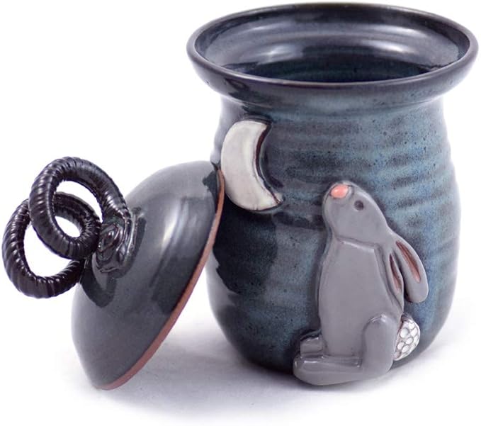 Modern Artisans Bunny Moon Countertop Jar - American Handmade Stoneware Pottery, 16 to 18-oz