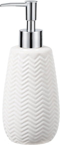 White Soap Dispenser,Wavy Design Ceramic Dispenser for Bathroom, Kitchen, Hand Soap, Dish Soap, Bathroom Countertop