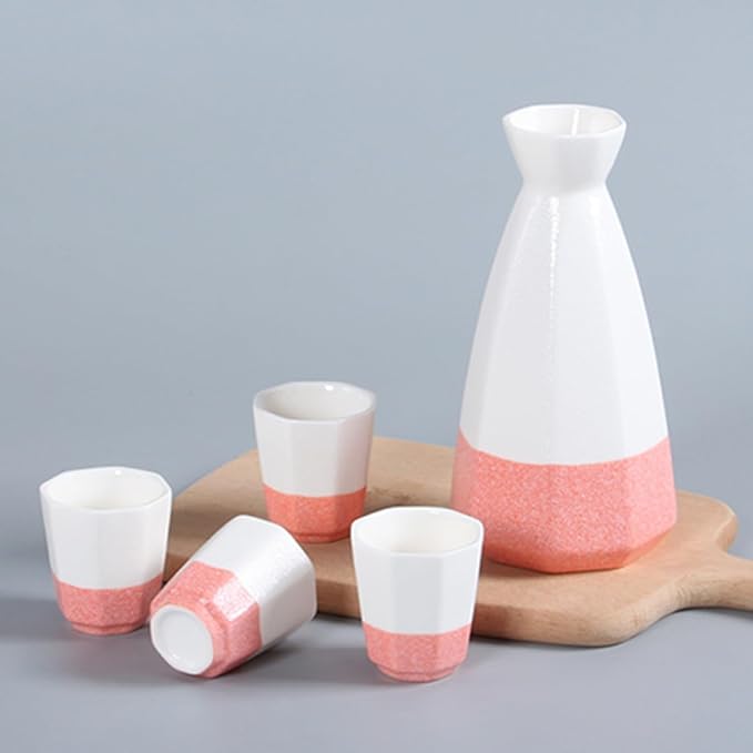Sake Cup Set,Japanese Sake Cup,1 Set/5pcs Flagon Wine Glass Set Water Bottle Set Korean Gifts Wedding Champagne Glasses Ceramics Ceramic Drinkware