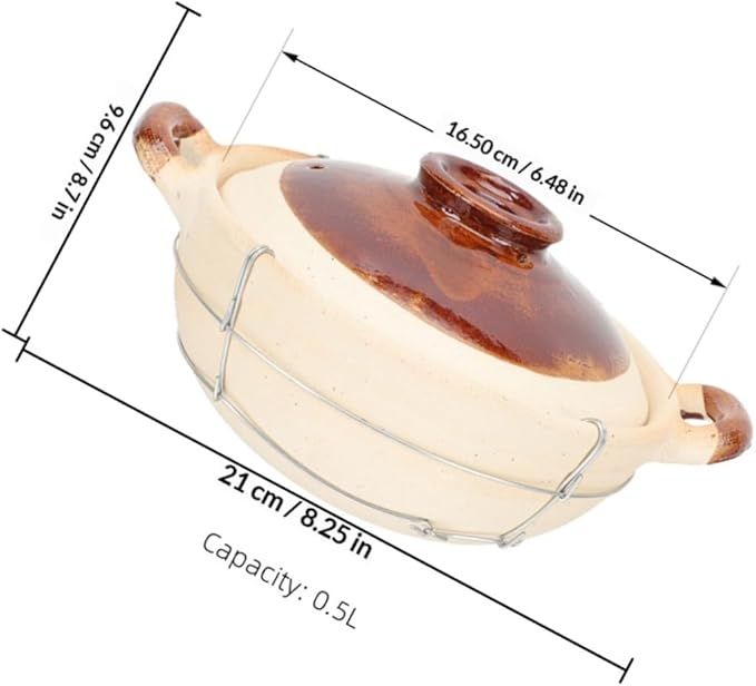2pcs Small Clay Casserole Dish with Lid 0.5l Single Handle White Ceramic Pot Oven Safe for Korean Stone Pot and Japanese Hot Cooking
