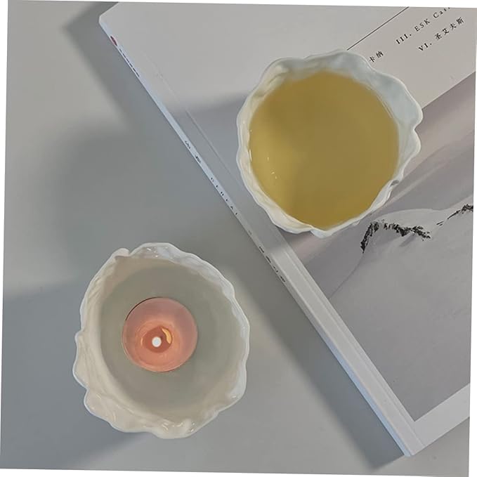 Ciieeo Wrinkle Design Ceramic Tea Cup Mini Chinese Porcelain Tasting Cup Unique Candle Holder for Home and Office Dishwasher oz