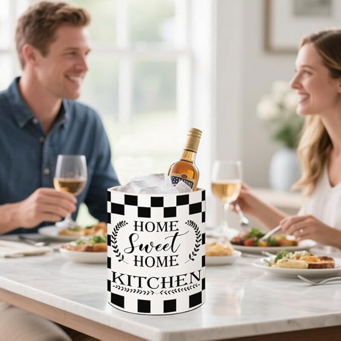 Checkered Kitchen Decor, 6.5inch Ceramic Utensil Holder with Checkered Design, Rustic-Style Indoor Kitchen Utensil Storage Rack, Ideal for Spoon Storage and Cooking Tools, Gift for Kitchen Organizers