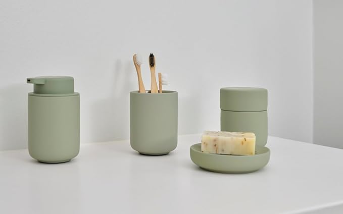 Zone Denmark Ume Taupe Cosmetic Jar - Elegant and Functional Storage Solution for Your Beauty Essentials, Infusing Scandinavian Design into Your Vanity Space (Eucalyptus Green)