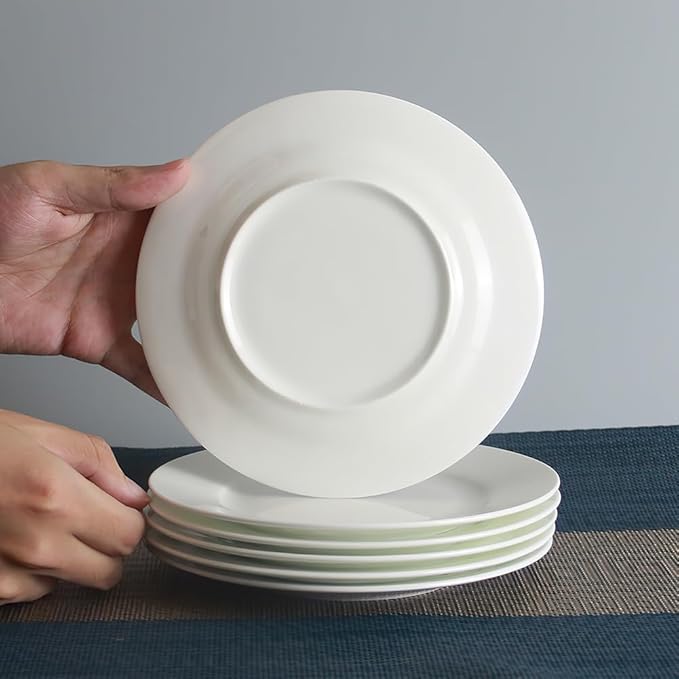 IQCWOOD 6.5 Inch Porcelain Plate Set of 6, White Dessert Plates Ceramic Salad Appetizer Plates for Christmas party, Ceramic Plates for Dinner
