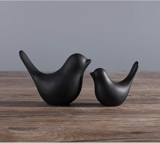 Home Small Statues Ceramic Decor Black Birds Modern Style Decorative Ornaments for Living Room