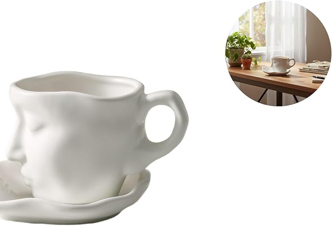 Artistic Ceramic Coffee Mug with Sculptural Face Design for Home Decor and Gift Giving