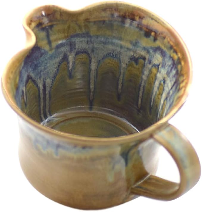 Modern Artisans Tuscan Farmhouse Collection: Stoneware Pottery Mixing Bowl with Handle (Large Size 64 oz)