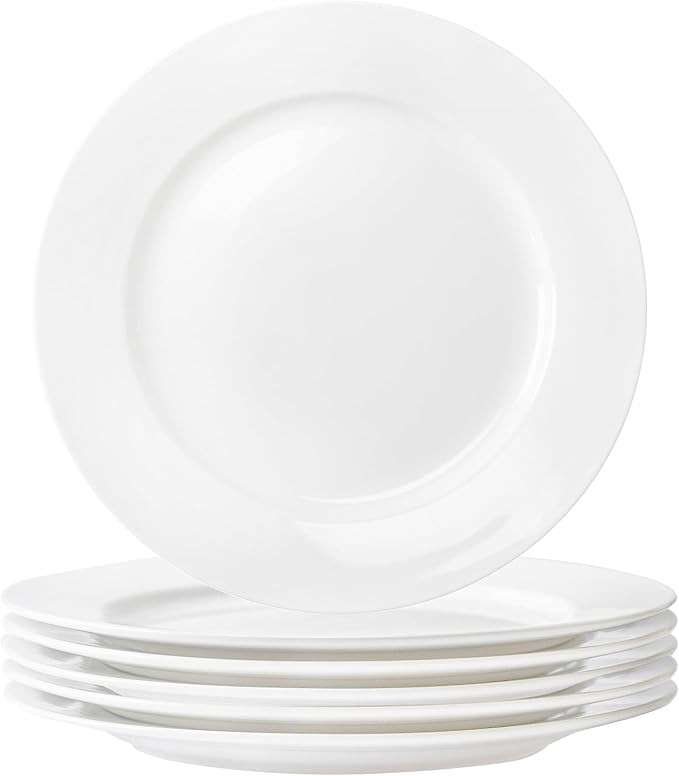 White Salad Plates Set of 4, 8 Inch Ceramic Plates (20 cm) – White Porcelain Appetizer & Dessert Plates for Kitchen, Salad, Snack & Everyday Use, Microwave & Dishwasher Safe