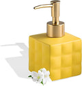 Hand Soap Dispenser Dish Cube Soap Dispenser Countertop 7.44 FL OZ. /220 ML Hand Lotion Pump Bottle Ceramic Lotion Container Liquid Hand Soap Jar Shower Dispenser Kitchen Bathroom Décor (Yellow)