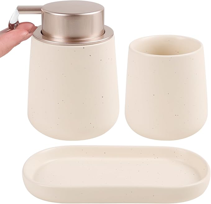 BosilunLife Bathroom Accessories Set 3 pcs (Apricot-Liquid)