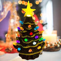 Small Resin Christmas Tree Decor, Tabletop Christmas Tree Star Topper, Holiday Decoration with 40 Multi-Color Lights, Xmas Fall Decorations for Home (Green-Yellow)