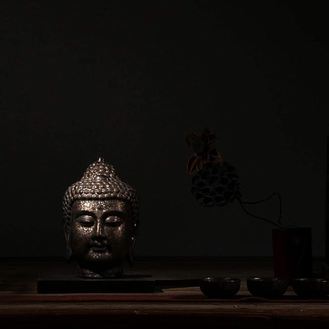 Statue Sculpture Appreciation Statues and Figurines Ornaments Buddha Buddist Buddhism Head Statues Art Sculpture Ceramic Art&Craft Asian Chinese Buddhist Home Decoration