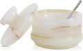 Radicaln Marble Salt Cellar with Lid 4" Inch White Onyx Handmade Salt Jar & Table Salt Storage For Kitchen Countertop, Ideal Salt Container, Salt Dish & Sugar Bowl For Tabler Counter, Spice Jar