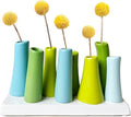 Chive - Pooley 2, Ceramic Flower Vase, 8-Tube Shape (Scout Blue with Blue and Green)