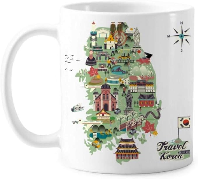 landmarks in South Korea Mug Pottery Ceramic Coffee Porcelain Cup Tableware