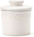 XELA Ceramic Butter Dish - French Butter Crock With Water Line - Keeps Your Butter Fresh and Spreadable - Speckled White