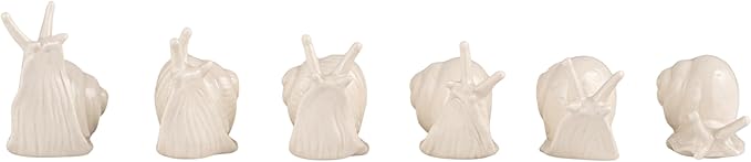 Creative Co-Op Stoneware Figurine Snails Accent Decor, Set of 6 Pieces, White