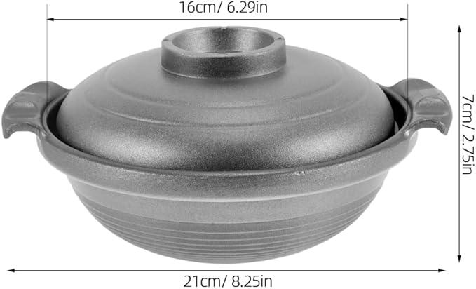 PartyKindom 16cm Ceramic Casserole Dish with Lid - Small Porcelain Cooking Pot for Individual Bibimbap, Soup and Stew - Oven & Gas Safe Stone Bowl for Korean & Japanese Cuisine, Black