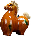Chinese Style Sculpture Ceramic Couple Abstract Cute Pony Sculpture Home Decor Crafts Ornaments Orange Yellow Bow