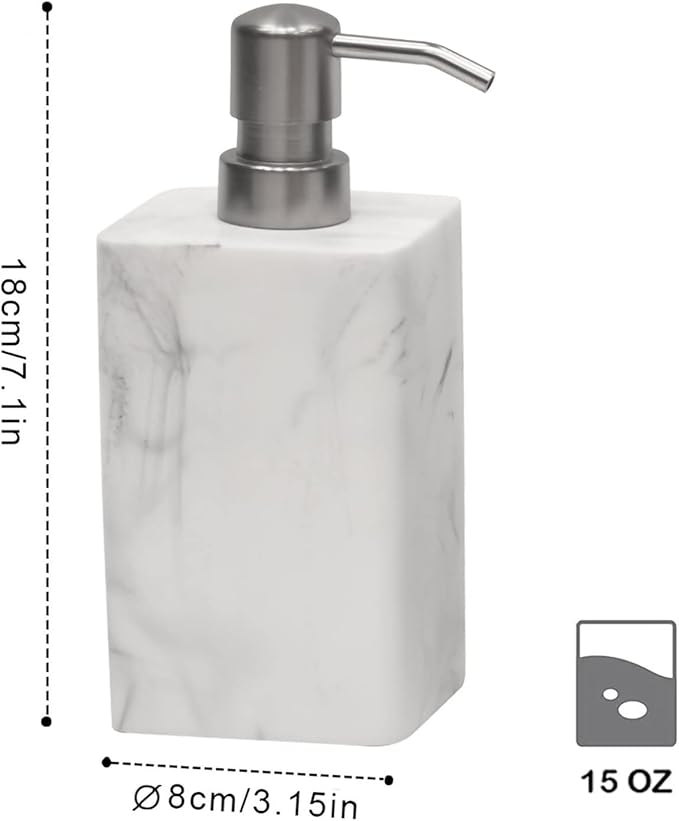 Soap Dispenser 2 Pack, 15 Oz Soap Dispenser with Brushed Nickel Pump.Refillable Hand Soap Dispenser for Bathroom Countertop & Kitchen Home Decor-White