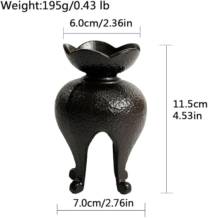Japanese Style Cast Iron Candle Holder, Small Handmade Vintage Candlestick Holders, Rustic Pillar Candle Holder, Farmhouse Candle Stand for Fireplace Shelf Home Decor (4.53" Tall Pattern)