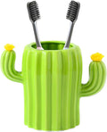Toothbrush Holders for Bathroom Countertop Organizer Decoration Toothpaste Holder Cute Cactus Shape(Green-01)