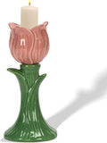 Ceramic Candlestick Holder， Candle Holder for Taper Candles,Incense, Santo Palo, Halloween Christmas Wedding Parties, Dining Room Home Decoration Display (Pink)
