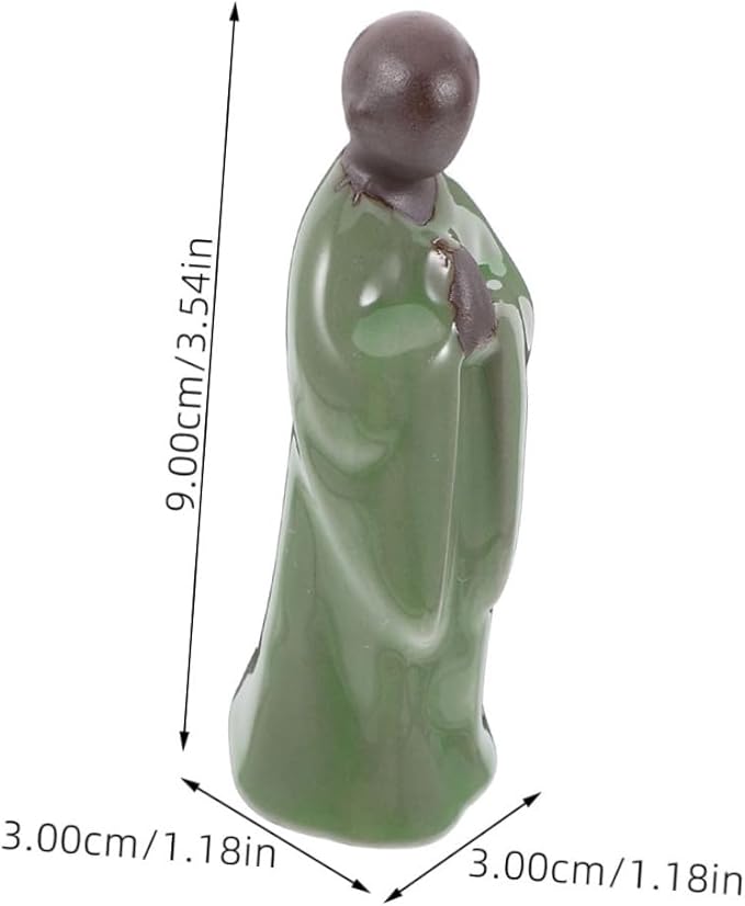 Totority Miniature Ceramic Monk Figurine Zen Sculpture for Home Garden Meditation Compact Asian Decor for Bonsai Tree and Tabletop Peaceful Chinese Monk Statue Ornament Thoughtful Gift for