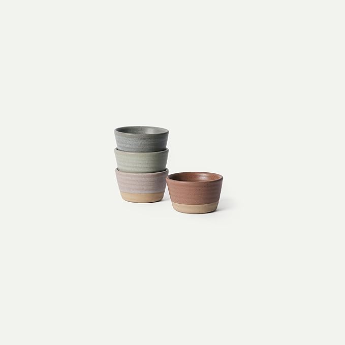 Mora Micro Ramekins Set of 4, 6oz Ceramic Pottery Baking Dishes - Microwave, Oven and Dishwasher Safe - Harvest