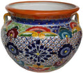 Indoors/Outdoors Small-Sized Cherato Mexican Colors Talavera Ceramic Garden Pot