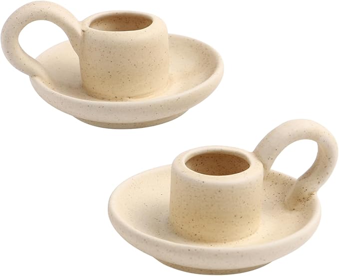 Cabilock Candle Holder Ceramic Candle Holder Ceramic Candlestick Holder Nordic Style Taper Candle Stand Candle Burning Display Holder Desktop Ornament for Home Wedding Party（2 pcs）