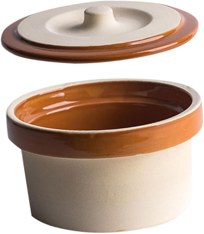 OUNONA 2pcs Ceramic Steaming Bowl with Lid Practical Kitchen Supply for Soup Rice Yogurt Desserts Lightweight Smooth Surface Easy to Clean Home Tableware
