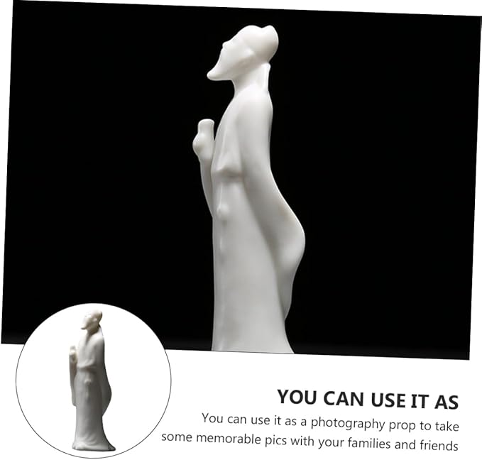 jojofuny Figurine Ceramic Sculpture White Porcelain Fish Tank Ornament Desktop Home Aquarium Decoration