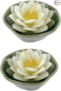 Set of 2 Lotus Flower Candle in Ceramic Bowl 3" – Handmade Floating Lotus Tealight for Spa, Meditation, Home Decor, Relaxation, Gift