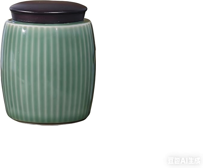WF Ginger Jar, Japanese Ceramic Canister with - Airtight Storage Jar for Tea, Coffee, Sugar, and Kitchen Countertop Decor 300 ML (cyan)