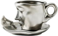 Abstract art teacup kissing lover stereo face sculpture coffee cup, 260ml ceramic coffee cup saucer(8.8oz)