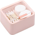 Tecbeauty Qtips Storage Organizer - 2 Grids Separate Cotton Swabs Dispenser Qtips Holder Bathroom Canisters with Hinged Lids for Cotton Balls, Pads, Pink