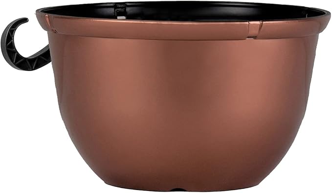 The HC Companies 11 Inch Hanging Metallic Planter - Round Hanging Basket for Indoor Outdoor Plants, Copper (Pack of 2)