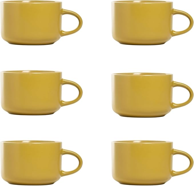 10 Strawberry Street Wazee Matte Oversized Mug, Yellow, Set of 6