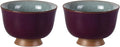 Tea Cup Set of 2 Porcelain Small Tea Cups 3oz Japanese Tea Cup Set, Asian Purple Ceramic Teacups for Home, Party, Office, Chinese Kung Fu Tea Set for Hot/Cold Drink (Gold Footed-Ice Crackle Glaze)