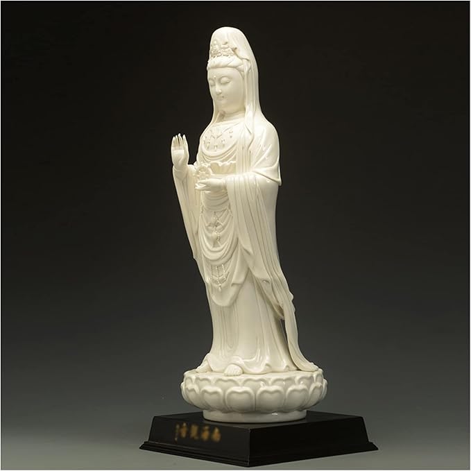 Feng Shui Ornaments Ceramic South Sea Guanyin Buddha Statue, Asian Goddess of Compassion and Mercy. Buddhist Deity Protector of Women. Collectible Decor Sculpture. Feng Shui Statue (Size : Medium)