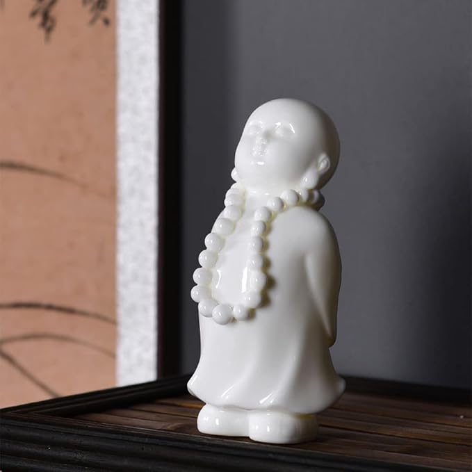 CUBANE Buddha， Sculpture，Buddha Adornments Buddha Statue Decoration 5.5" Ceramic Buddha Statue Mini Standing Buddha Figurine and Sculpture for Feng Shui Home Decor, Asian Yoga Zen Indoor Decor Gifts