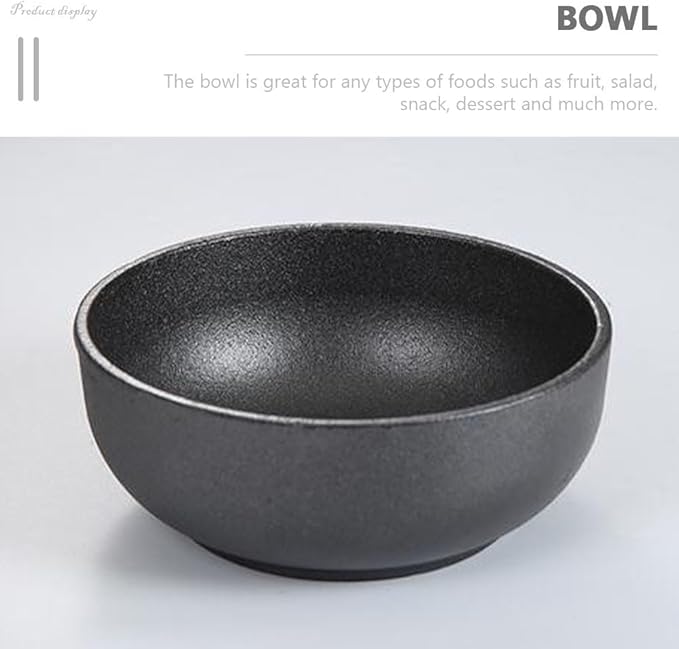 Cabilock Cast Iron Bibimbap Bowl 6.7 Inch Korean Stone Bowl for Cooking Sizzling Hot Pot Dolsot Professional Ramen Noodle Soup Mixing Rice Serving Basin Oven Safe Seasoned Kitchenware